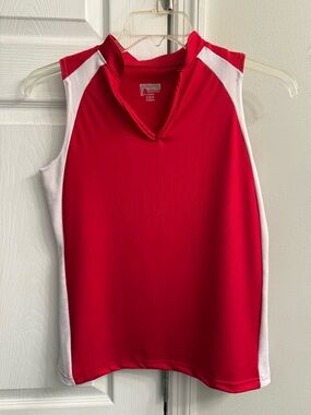 Red Athletic Sleeveless Tank Top with White Side Panels